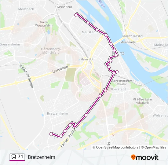 Buslinie 71 Karte