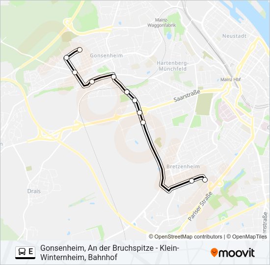 E Bus Line Map