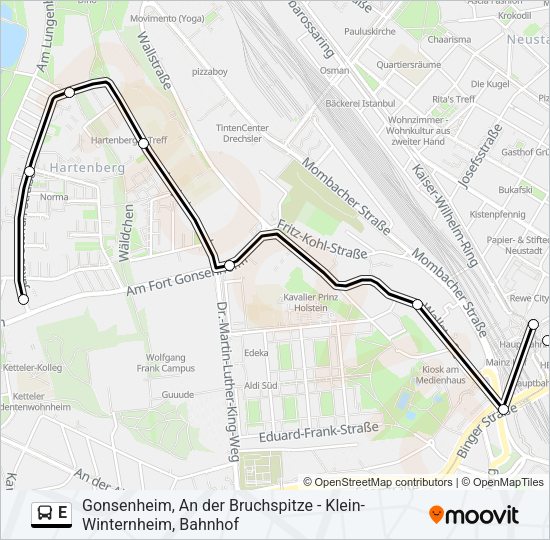 E Bus Line Map