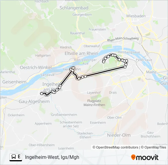 Автобус E: карта маршрута