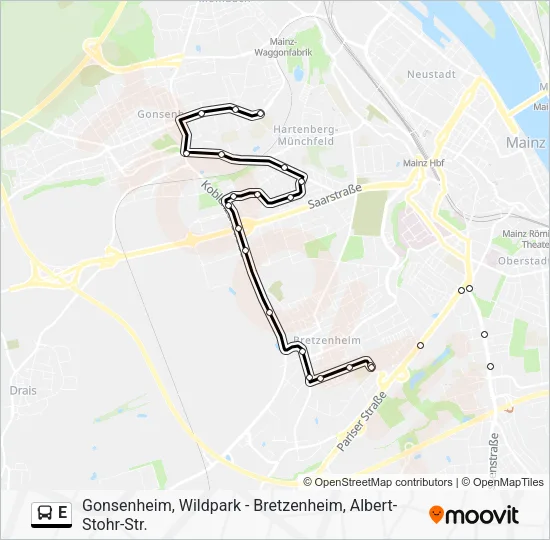 E Bus Line Map