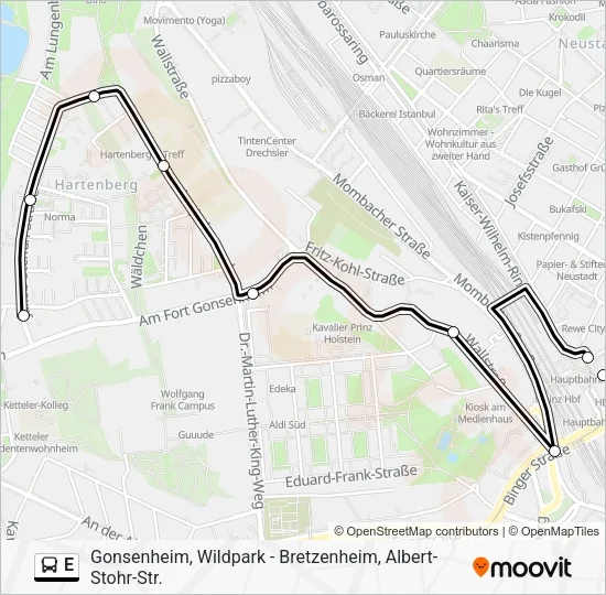 E Bus Line Map