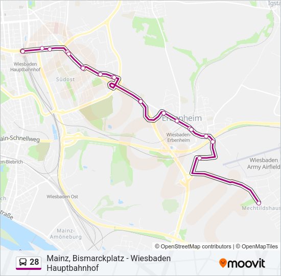 28 Bus Line Map