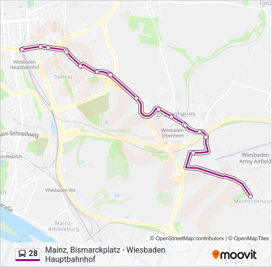 Автобус 28: карта маршрута