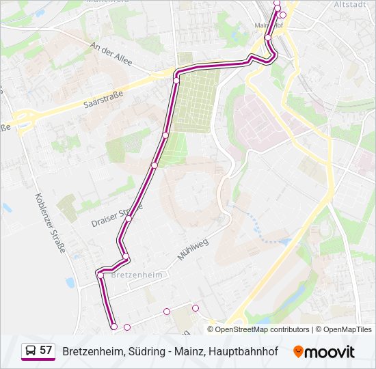 57 Bus Line Map
