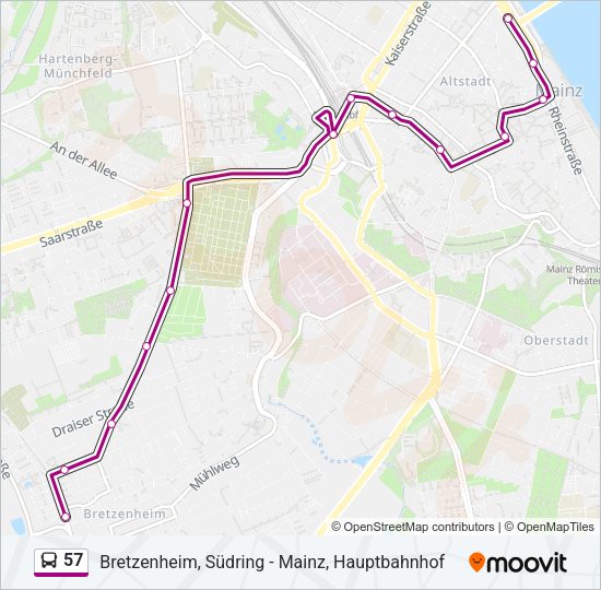 57 Bus Line Map
