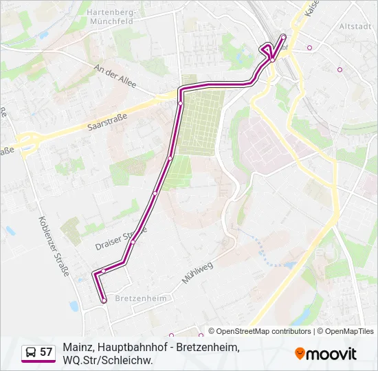 57 Bus Line Map
