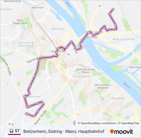 57 Bus Line Map