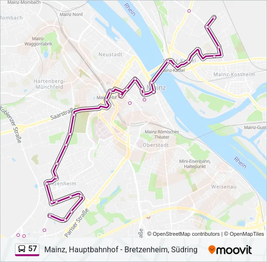 57 Bus Line Map