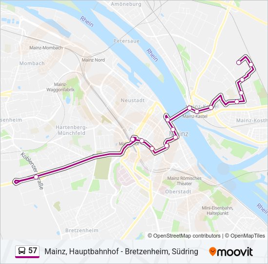 Buslinie 57 Karte