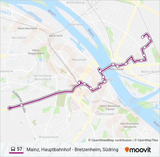 57 Bus Line Map