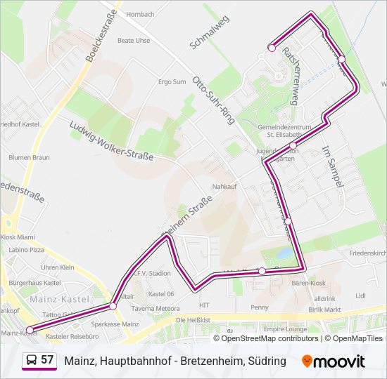 57 Bus Line Map