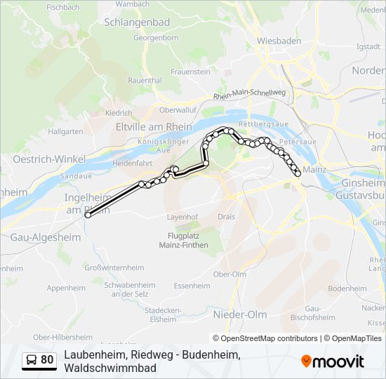 80 Bus Line Map