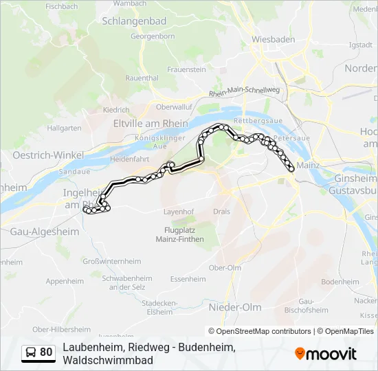 80 Bus Line Map