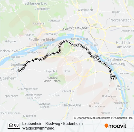 80 Bus Line Map