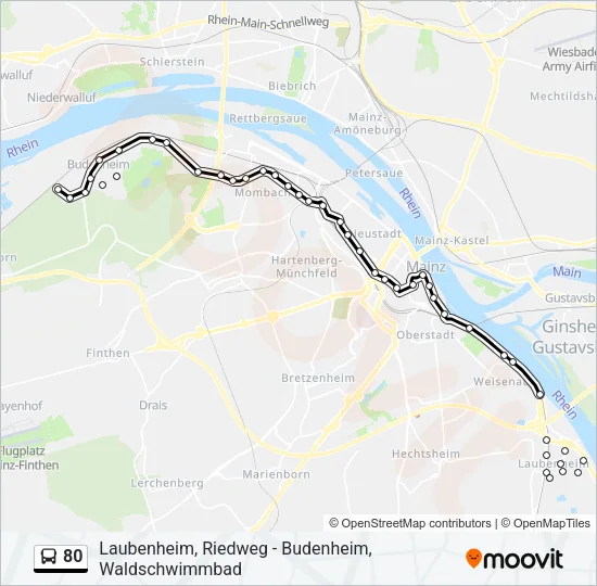 80 Bus Line Map