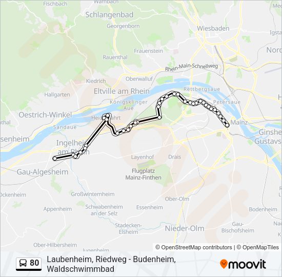 80 Bus Line Map