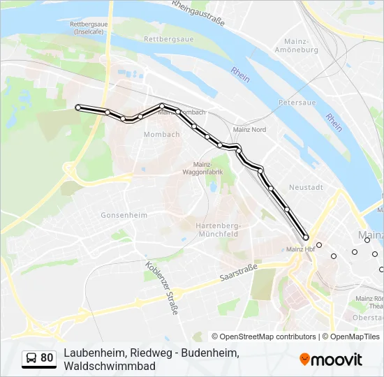 80 Bus Line Map