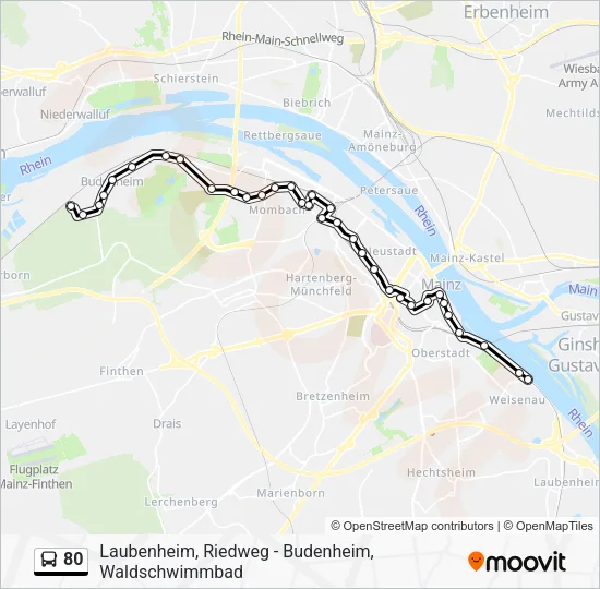 80 Bus Line Map
