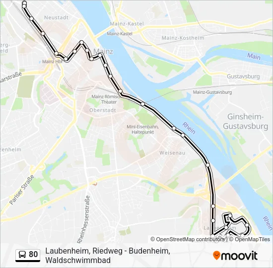 80 Bus Line Map