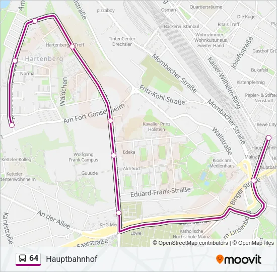 Buslinie 64 Karte