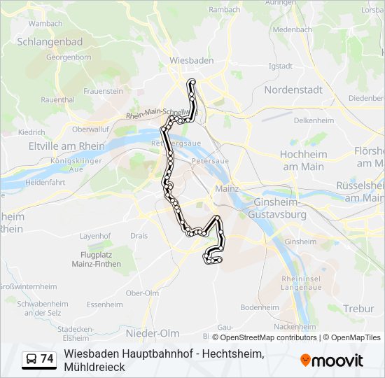 74 Bus Line Map