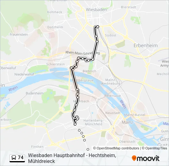 74 Bus Line Map