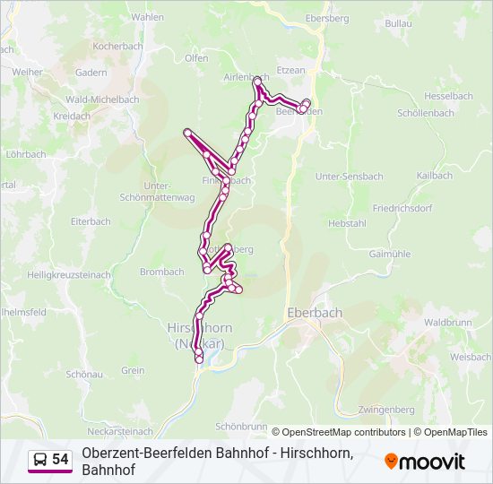 54 Bus Line Map