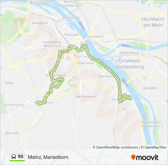 90 Bus Line Map