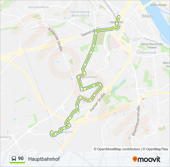 90 Bus Line Map