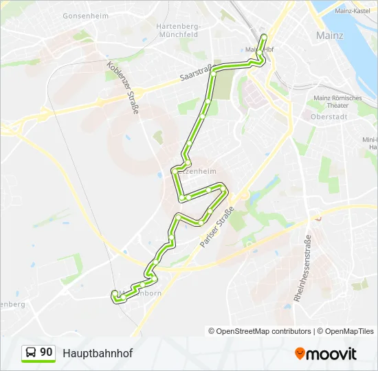 90 Bus Line Map
