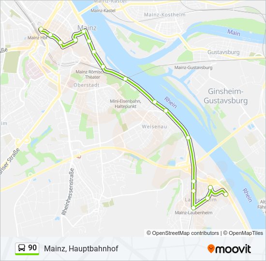 90 Route Schedules, Stops & Maps Mainz, Hauptbahnhof (Updated)