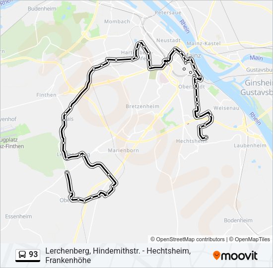 93 Bus Line Map