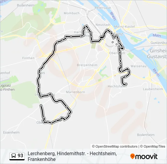 93 Bus Line Map