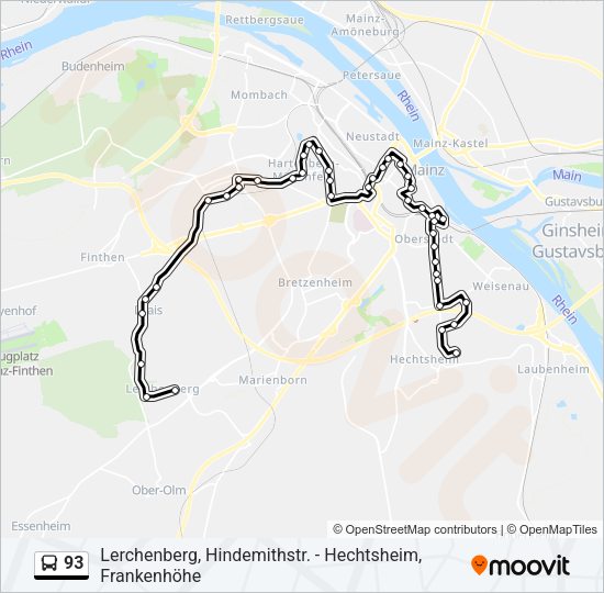 93 Bus Line Map