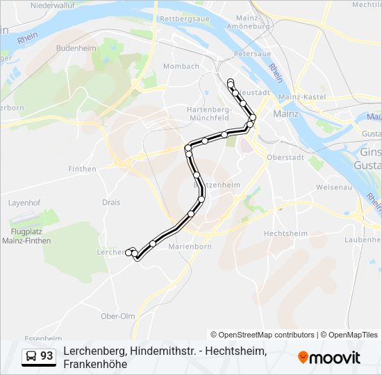 93 Bus Line Map