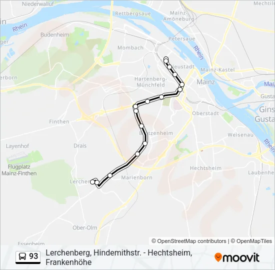 93 Bus Line Map