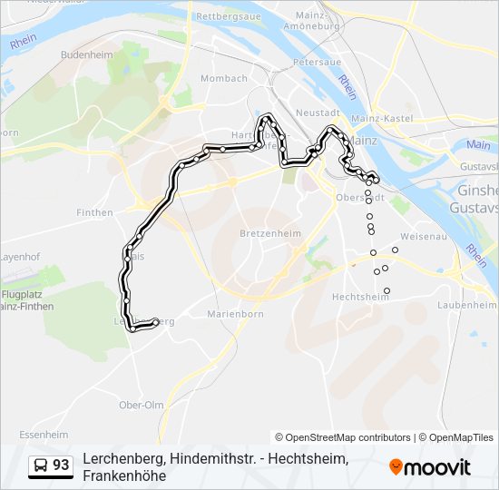 93 Bus Line Map