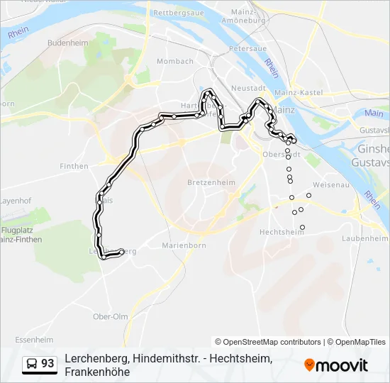 93 Bus Line Map