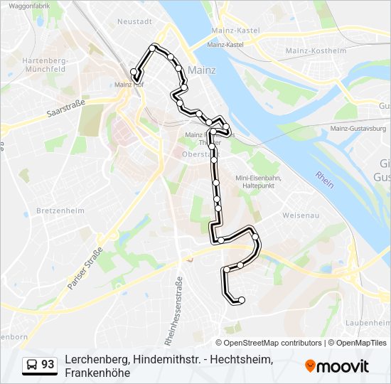 93 Bus Line Map