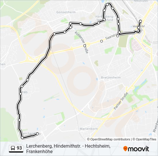 93 Bus Line Map