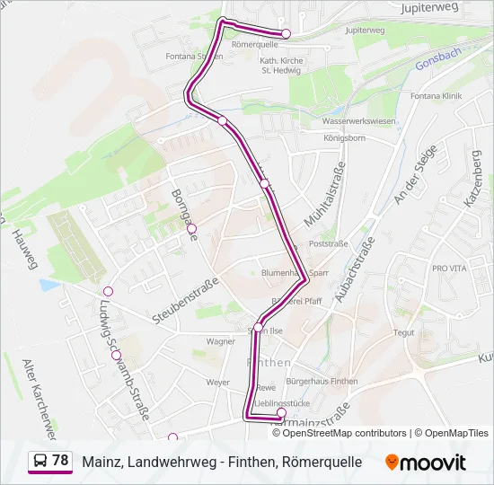 Buslinie 78 Karte