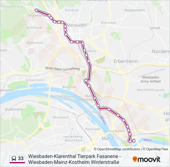 Buslinie 33 Karte