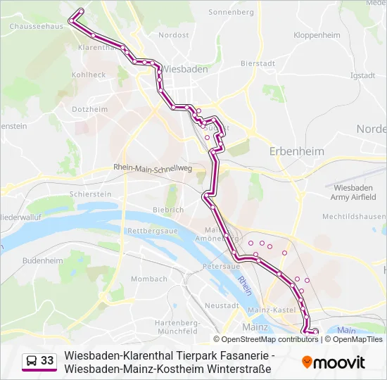Автобус 33: карта маршрута