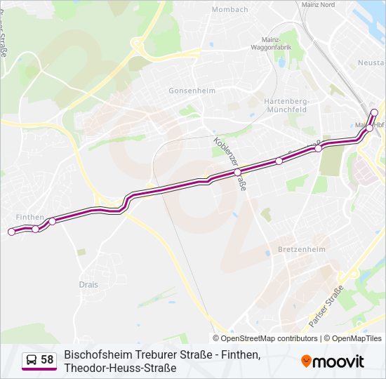 58 Bus Line Map