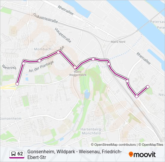 62 Bus Line Map