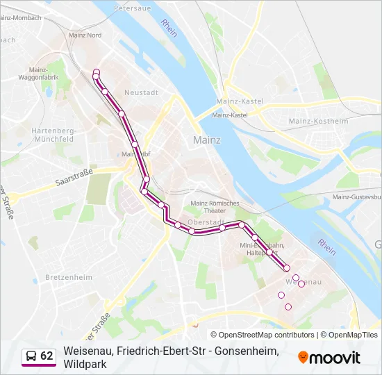 62 Bus Line Map