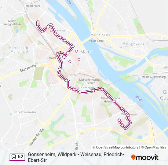 62 Bus Line Map
