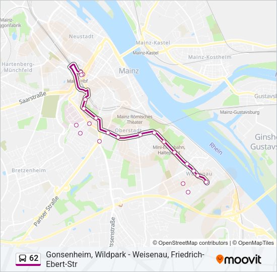 62 Bus Line Map