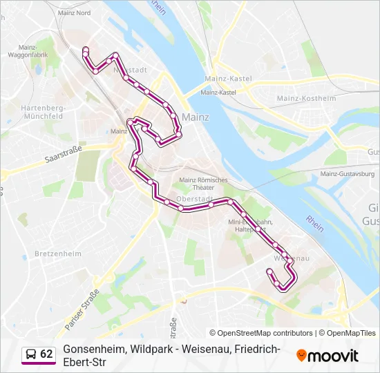 62 Bus Line Map